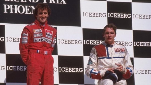 A győztes Alain Prosttal az 1989-es USA Nagydíj után, Phoenixben