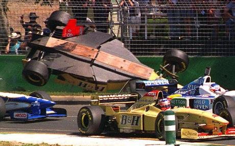 BRUNDLE accident Lap14 AUS GP 1996